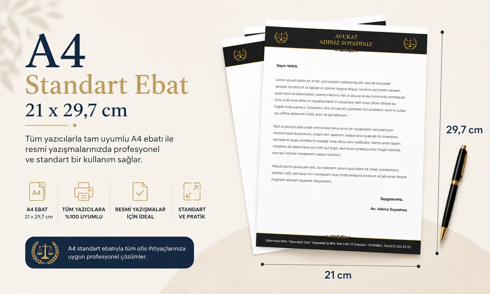 avukat antetli kağıt ebat a4