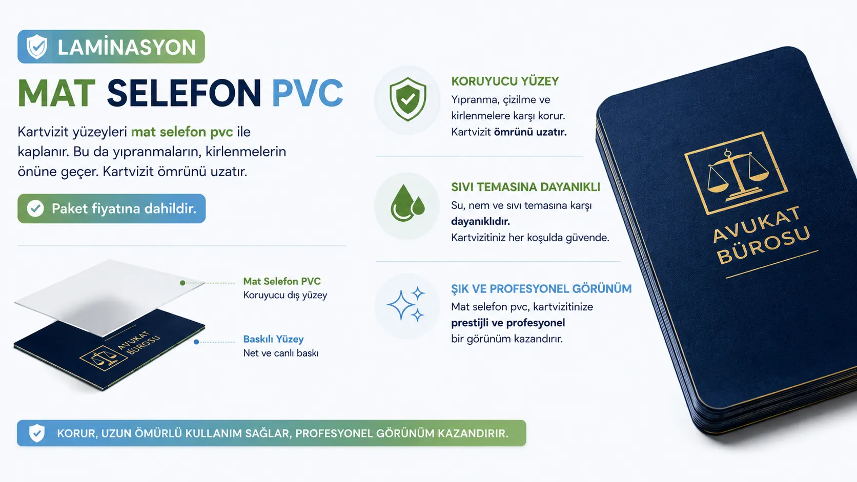 avukat kartvizit mat selefon pvc kaplama laminasyon poza
