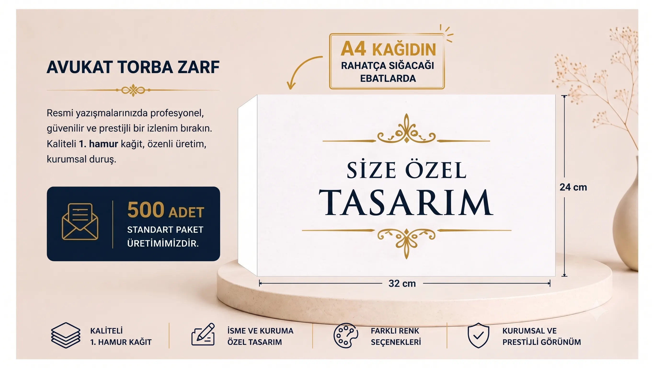 avukat a4 torba zarf üretim adeti ve ebatları banner