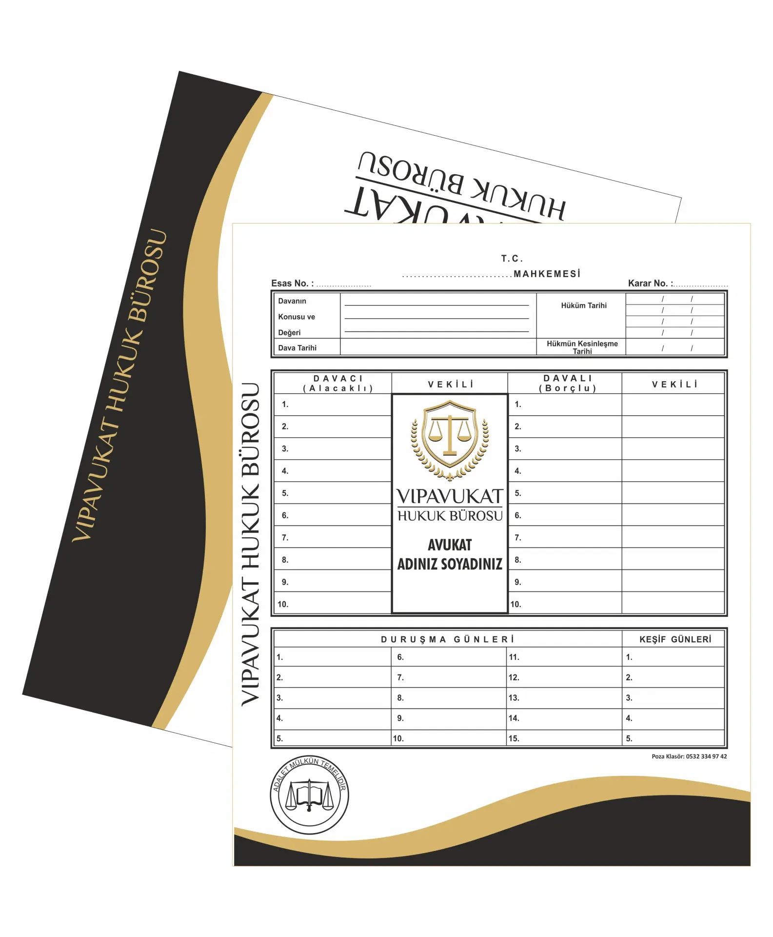 Avukat İcra Dosyası Model 109 siyah gold kuşak detaylı premium özel tasarım kişiye özel avukat icra dosyası