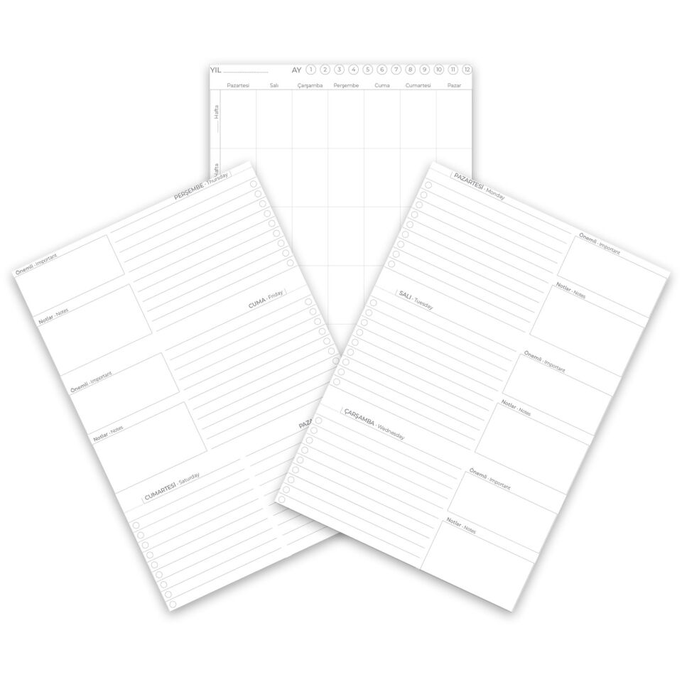 KOLEJ KIRMIZI SPİRALLİ HAFTALIK PLANLAYICI (20x28 CM)