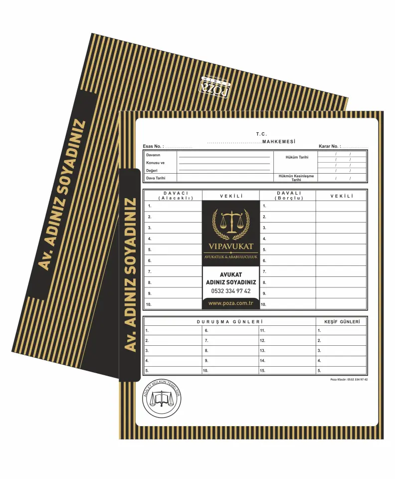Avukat İcra Dosyası Model 114 siyah gold premium çizgisel desenli kişiye özel avukat icra dosyası