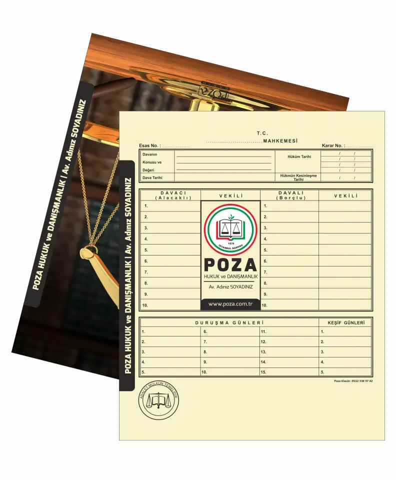 Avukat İcra Dosyası Model 115 premium krem zemin gold terazi detaylı lüks avukat icra dosyası