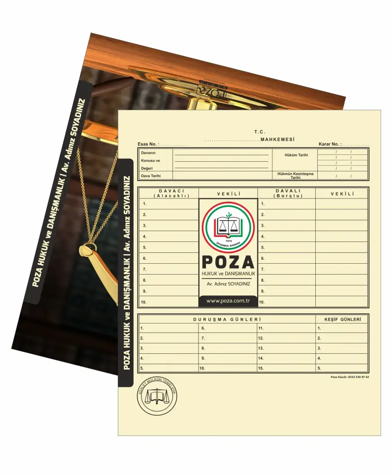Avukat İcra Dosyası Model 115 1000 Adet (Her Şey Dahil Paket) - 400 gr Ekstra Kalın Premium Amerikan Bristol Karton