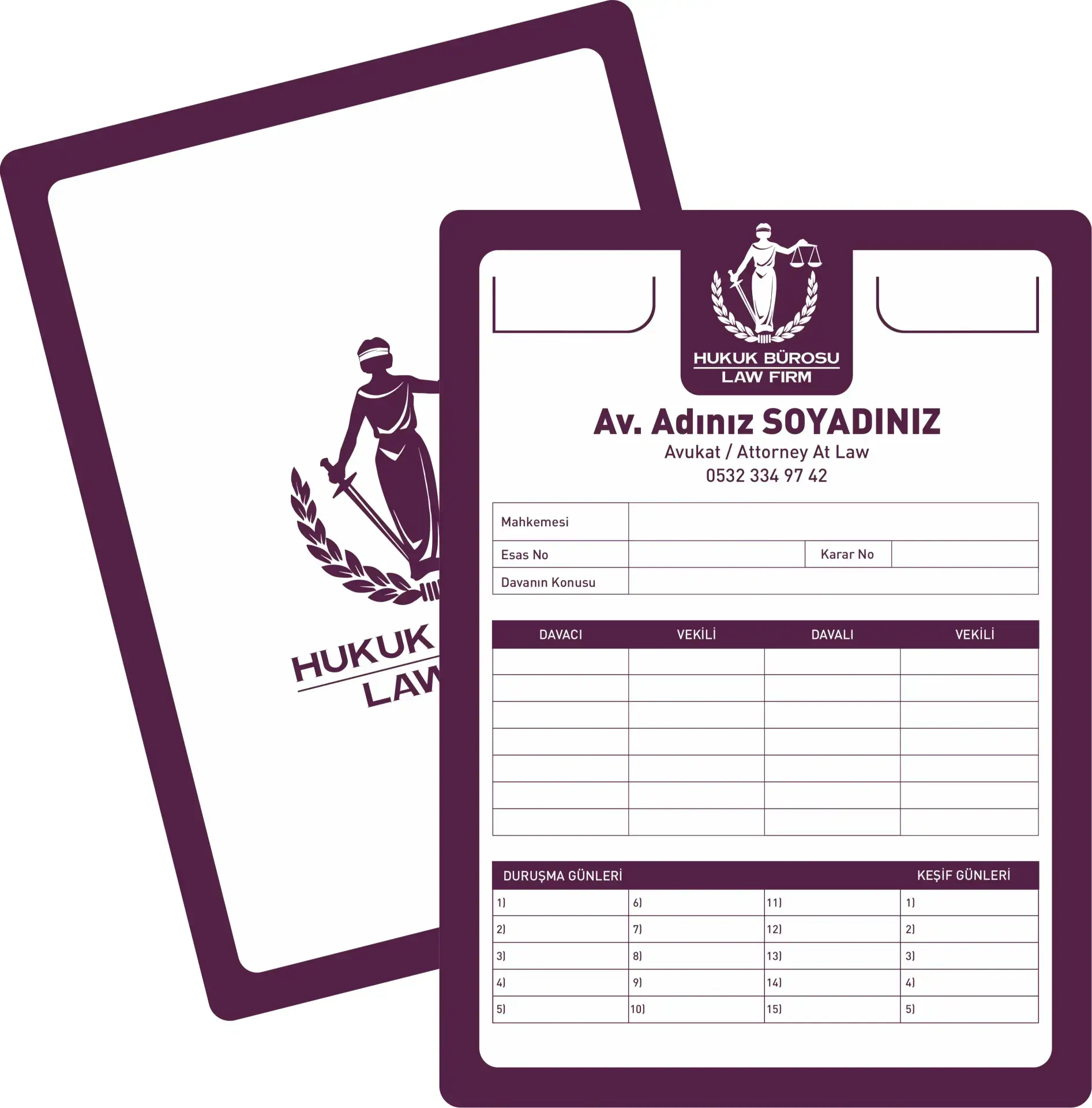 Avukat Büro Dosyası Model 107 500 Adet (Her Şey Dahil Paket) - 400 gr Ekstra Kalın Premium Amerikan Bristol Karton - Standart
