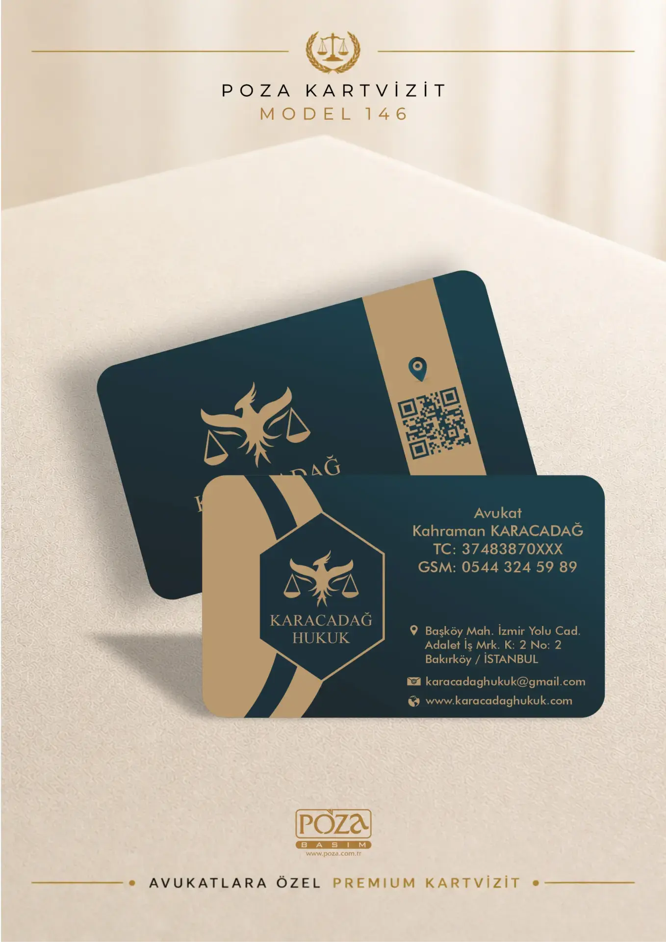 Avukat Kartvizit Model 146 Gold Paket