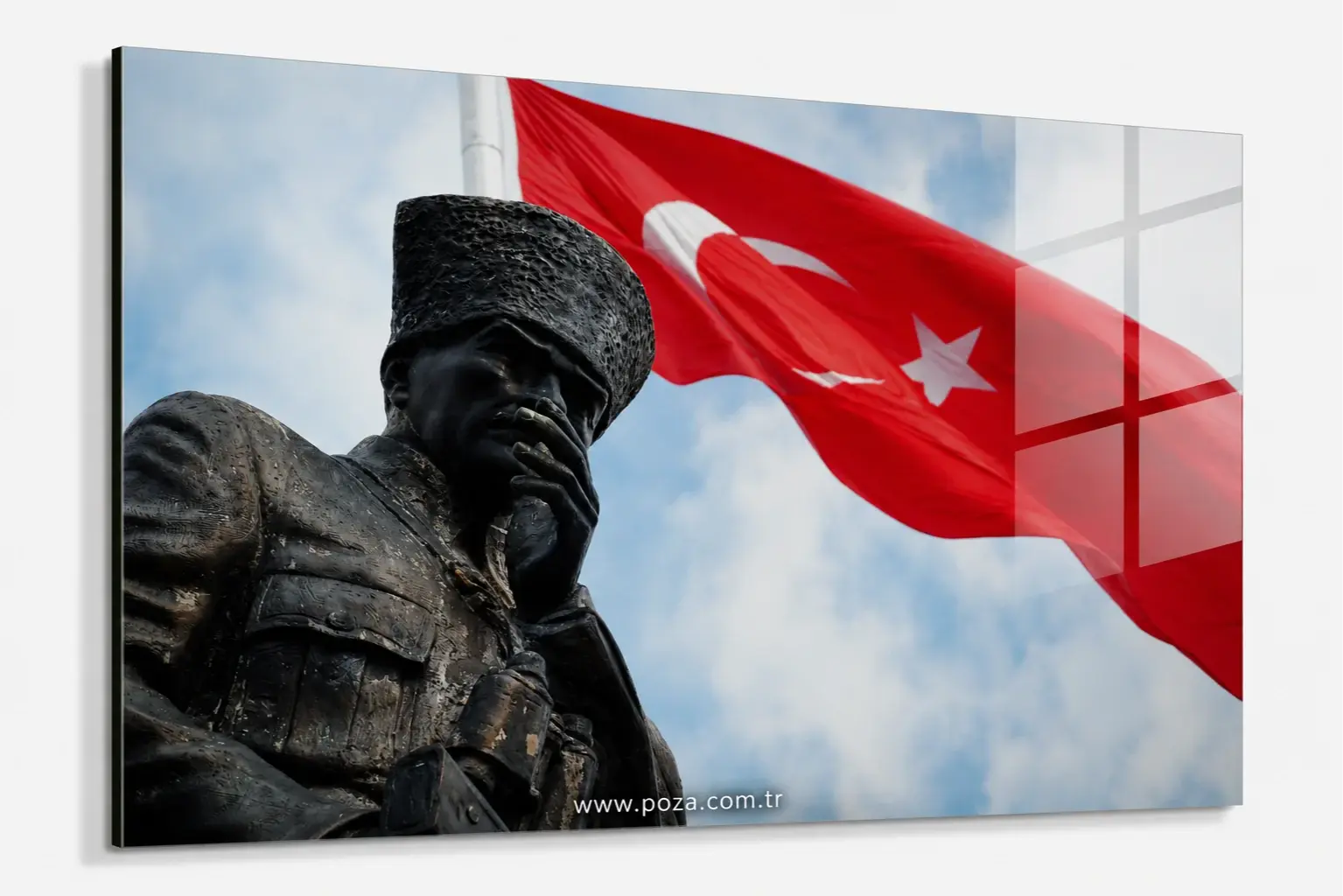 Türk bayraklı Atatürk Cam Tablo modeli