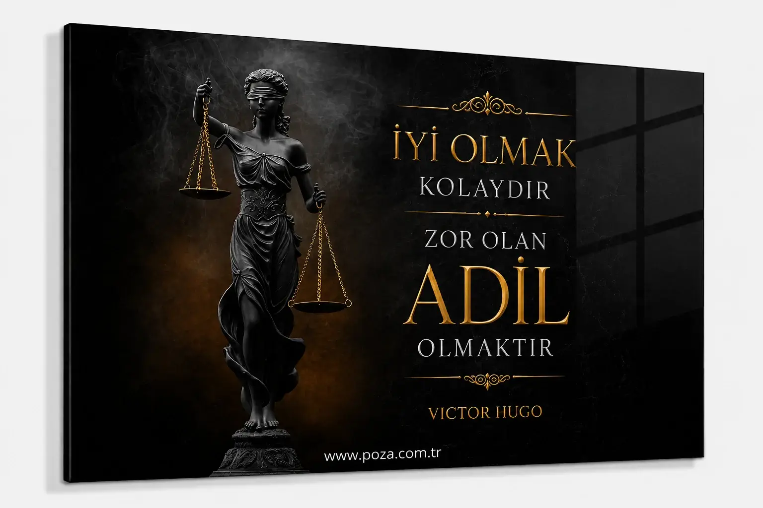 Victor Hugo hukuk sözü cam tablo
