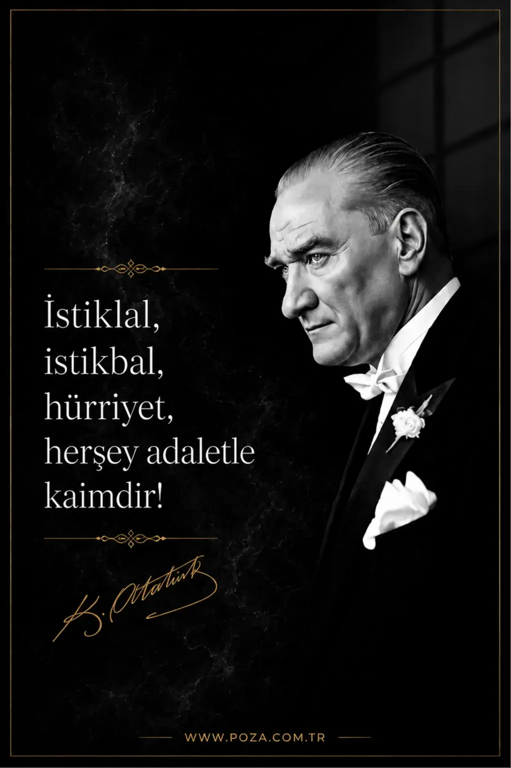 Atatürk adalet sözü cam tablo