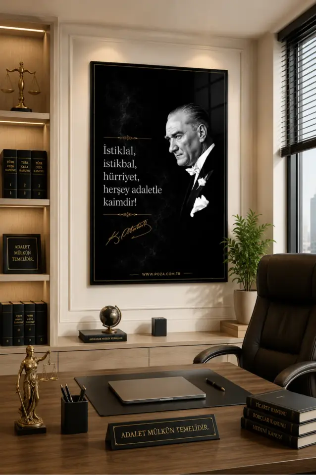 İstiklal istikbal hürriyet adaletle kaimdir cam tablo