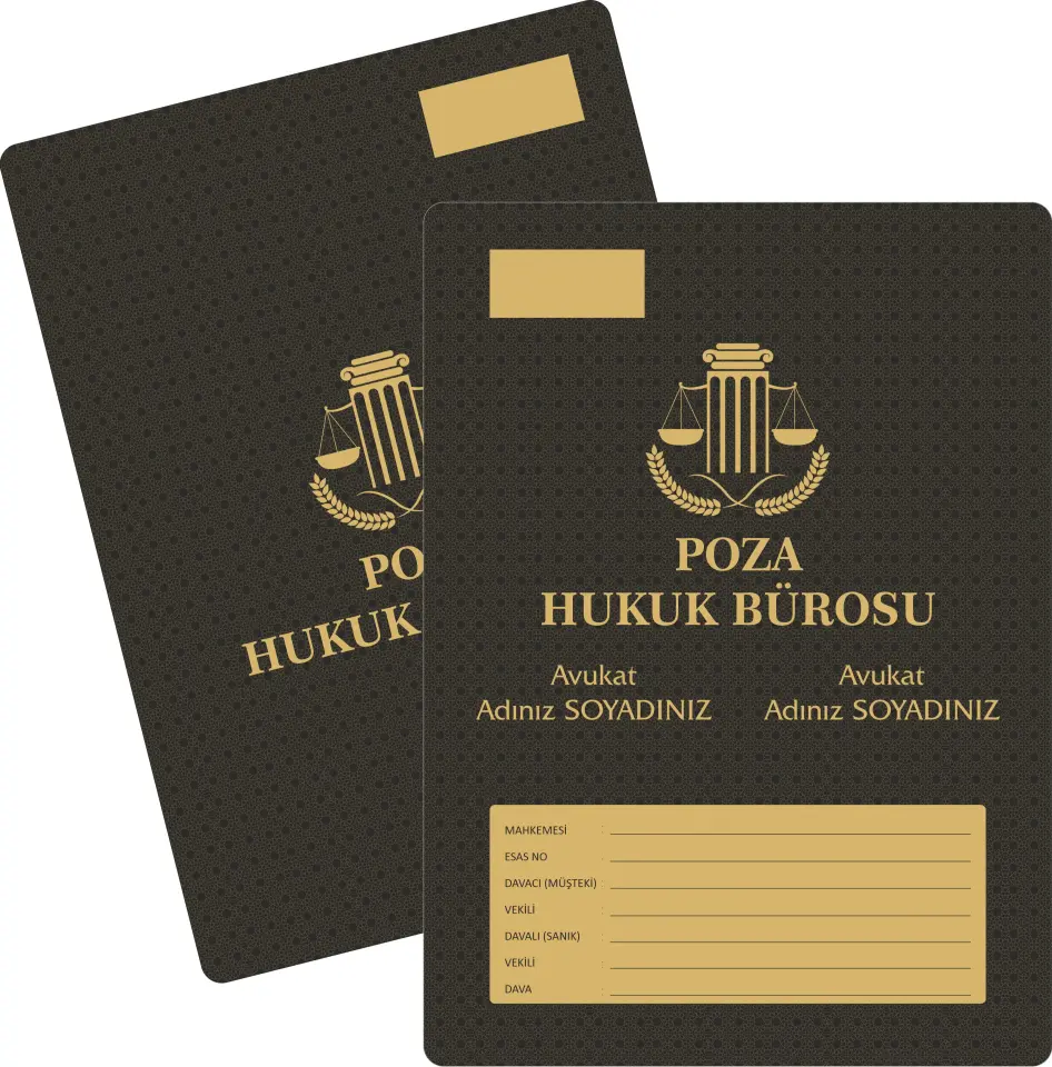 Avukat büro dosyası model 149 siyah gold desenli zeminli kişiye özel premium hukuk dosyası tasarımı
